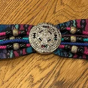Ginnie Johansen Vintage Multicolor Belt silver stone Studded small 23 Ginnie Johansen Belt - Etsy main image 4